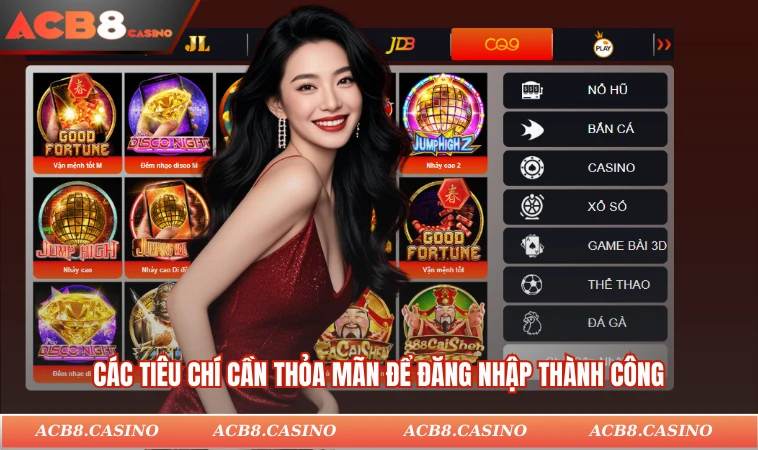 Các tiêu chí cần thỏa mãn để đăng nhập thành công