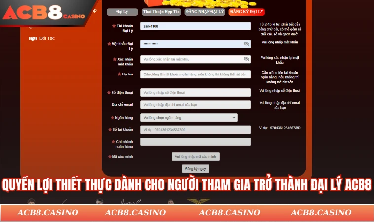 Quyền lợi thiết thực dành cho người tham gia trở thành đại lý ACB8